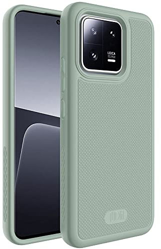 TUDIA DualShield Grip kompatibel für Xiaomi 13 Hülle (2023), [MergeGrip] Stoßfestes Dual Layer Dünn TPU Militär Grade Handyhülle für Xiaomi13 5G - Grüne Lilie