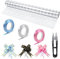 HTHL Clear White Dot Cellophane Wrap for Hampers,Gift Wrapping Roll with 30 Pull Bows,3 Ribbon Rolls,Scissors for Florist Bouquet Easter Valentine&Birthday Basket Gifts Boxes(30M x 40CM)
