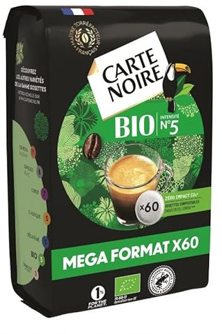 CARTE NOIRE - Dosettes Bio Classique pour Senseo - Café certifié AB - 384g de pureté - Boissons chaudes de qualité supérieure - Lot De 3 - Vendu Par Lot