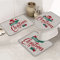 Ensemble de tapis de salle de bain 3 pièces antidérapant tapis de bain joyeux Noël sur toile de jute coton Texture décor sol paillasson absorbant l'eau couvercle de couvercle de toilette et en forme
