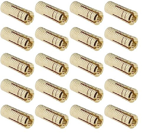 SG Store 20pcs M10 Bulloni di espansione con motivo a pressione interna in ottone tasselli di ancoraggio a parete hardware di fissaggio plug-in per ancoraggio in mattoni solidi in calcestruzzo