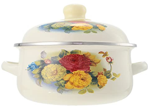 OQHAIR Pentola Smaltata Pentole Pentola Smaltata Pentola Smaltata Pentola binaurale Pentola Vintage Pentola Vintage con Coperchio Forno Rotondo Cucina Domestica Utensili da Cucina Pentola
