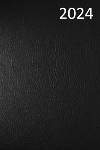 Buchkalender 2024 A5 1 Tag 1 Seite Schwarz: Terminplaner 2024 12 Monate, Tagesplaner mit Uhrzeit und Timer 2024, Din A5 Terminkalender 15 x 23 cm Balacron-Design