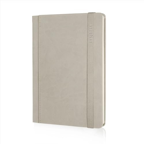 Lanybook | Large | 192 Seiten kariert | Notizbuch Leder | in beige | Kariertes Notizbuch | mit praktischem Verschlussband