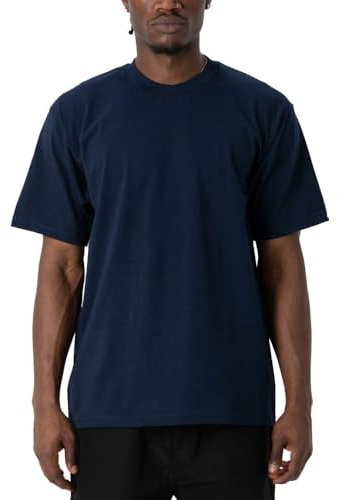 Pro Club Men's Heavyweight Cotton Short Sleeve Crew Neck T-Shirt, Navy, Large Tall