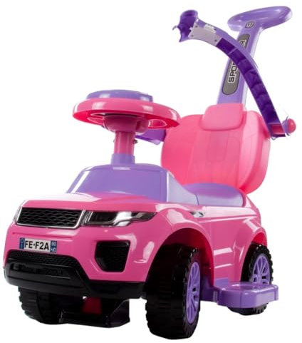 Voiture pour Enfants 4en1 Voiture à Pousser et à Glisser à partir de 2 Ans avec klaxon et Musique, Espace de Rangement sous Le siège (Rose)