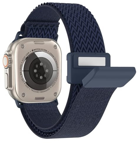 BOJYS Nylon Cinturino per Apple Watch Ultra 2 Ultra 49mm 46mm 45mm 44mm 42mm, Bracciale Fibbia Magnetica Modello Onda Solo Loop Nylon Cinturino per iWatch Ultra 1 2 SE Series 10 9 8 7 6 5 4 3 2 1