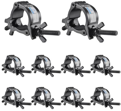 Truss Clamp Black Stage Light Clamp, 10PCS GZhuoNan Premium 1.4-1.6 Inch Aluminium Small Size Light Clamps with TUV Certified, Heavy Duty 165LB Lighting Clamps, Fit for 1.4-1.6 Inch OD Tube/Pipe