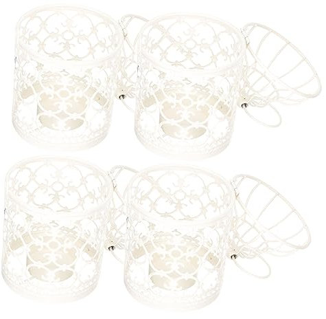 EXCEART 4 Stück Hochzeitskäfig Vogelkäfig- Vogelkäfig-kerzenlaterne Kleiner Metallhalter Vogelkäfig Kerzenhalter Vintage Kerze Herzstück Hohle Halter Süssigkeit Eisen Ornamente Weiß