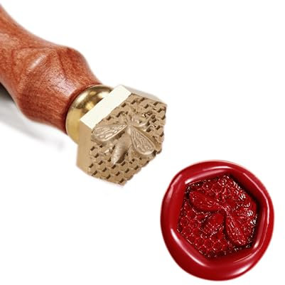 Wachs-Siegel-Stempel-Kit 3D geprägter Bienenstempel 25mm/0.95'' Messing-Stempelkopf mit einem einzigartigen Rosenholz-Griff, 3D Bienen-Siegel-Wachsstempel