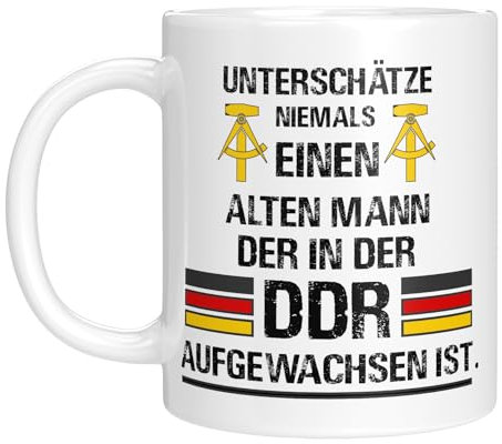 TassenTicker - DDR Tasse - Männer Geschenk - Geschenkidee - Ostdeutschland - Kaffeetasse mit Spruch - Ostalgie - Motiv - Geburtstagsgeschenk - Weiss