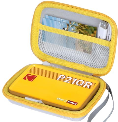 Lebakort Dur Étui Housse Cas Compatible avec Kodak Mini 2 Retro 4PASS Imprimante Photo et Kodak Mini Shot 2 Retro 4PASS 2-in-1 Appareil Photo Instantané et Imprimante Photo Portable (Blanc+ Jaune)