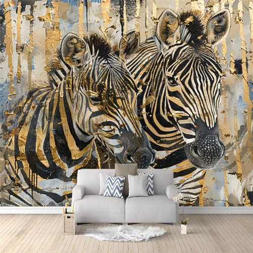Fototapete Wanddeko 400 x 280 cm Zebra Wandbild Motivtapeten Vlies-Tapeten Moderne Wandtapete Wand Wohnzimmer Spielzimmer TV-Hintergrund Dekoration
