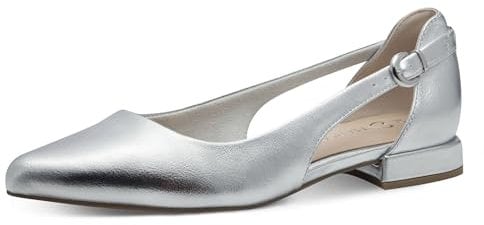 MARCO TOZZI Damen Ballerinas Spitz Vegan, Silber (Silver), 38 EU