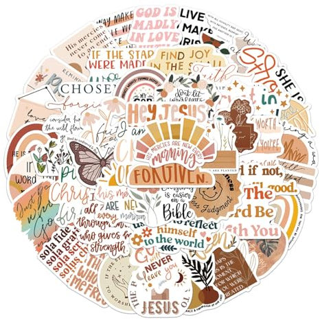 50 Pcs Jesus Stickers Vinyl Waterproof Boho Stickers Aesthetic Christian Stickers Inspirational Bible Stickers for Water Bottles Laptop Phone Journaling Guitar