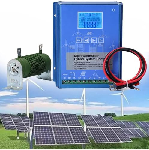 Regolatore di carica ibrido solare e eolico a batteria, regolatore di carica ibrido solare da 3000W con carico di scarico per generatore eolico massimo da 12000W Pannello solare 12000W MPPT,12000W-48V