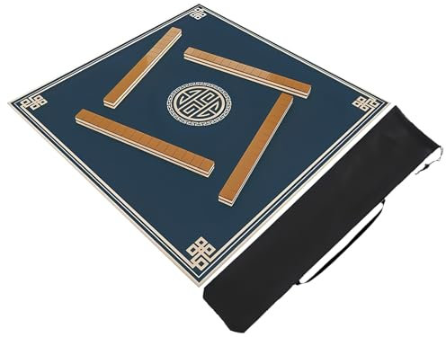 YXLYFDLY Mahjong-Matte mit Aufbewahrungstasche, rutschfeste Mahjong-Tischmatte, verdicktes Mahjong-Pad, Spielmatte für Mahjon-Poker (Blau, 75 cm)