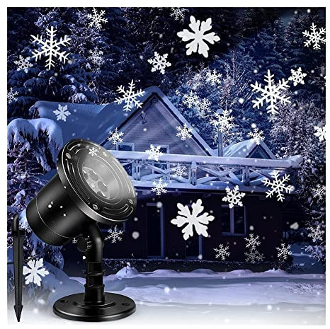 Christmas Snowflake Projector Lights Outdoor, Waterproof Holiday LED Moving Snowfall Projector,Lights Indoor & Outdoor Spotlights Decor Garden Tree Wall