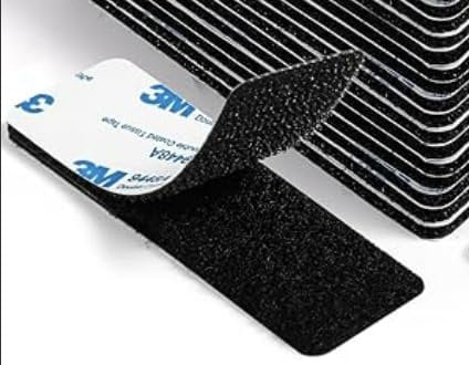 Velcro autoadesivo extra forte, 24 pezzi, adesivi su entrambi i lati, con chiusura in velcro, quadrato/rotondo, per pareti, pavimento, porta, plastica, bicchieri (6 x 6 cm, nero)
