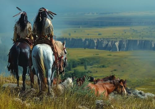 CALVENDO Poster 84,1 x 59,4 cm Querformat Wächter des Landes - Indianer auf Pferden| Bilder, Kunstdruck, Wandbild, Wanddeko, Prints ohne Rahmen