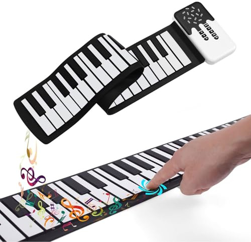Roll-Up-Klavier, 49 Tasten, Tragbares Elektronisches Klavier für Anfänger, Flexible, Faltbare Roll-Up-Digitalmusik-Klaviertastatur mit Lautsprecher für Tägliche Unterhaltung und