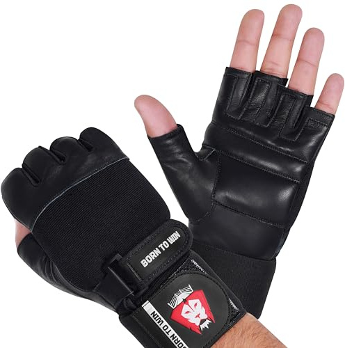 BORN TO WIN Leather Weight Lifting Gloves for women & men - Gym Gloves with Wrist Support, Breathable, Non-Slip Workout Gloves for men & women Best for Gym Training and Cycling
