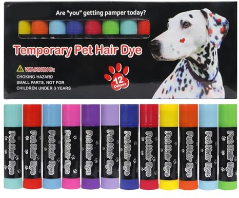 Zunishaone Tierhaarfärbestifte für Haustiere, Haarfärbemittel für Hunde, 12 temporäre Haarfärbemarker für Hunde waschbar, Stifte zum Bemalen von Haaren