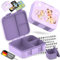 BEARFOOT Bento Box COMPACT | BPA-freie Kinder Brotdose für Schule & Kindergarten | Auslaufsichere Lunchbox für Mädchen & Jungen | Praktisch, leicht & kompakt (Hund&Katze-lila, 1.000ml)