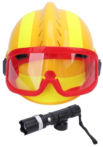 Sicherheitshelm, Feuerwehrkämpfer Arbeiten Helm mit Schutzbrille, Scheinwerfer, Notrettungshelm für Erdbebenbergarbeiter Baustelle Wildsuche (Yellow)