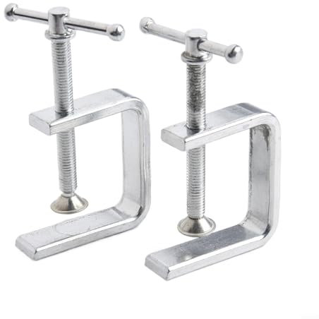 Eawfgtuw C Clamp Set, 2 Pack Mini G Clamp, 50-100mm, for Wood Plastic Drilling Fixing(0-50MM)