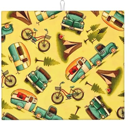 Auto- und Fahrrad-Druck-Trockenmatten für Küche, Trockenpad, Theke, Geschirrständer, ultra saugfähig, 45,7 x 40,6 cm