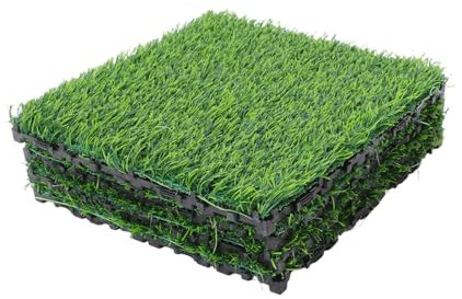 Kunstrasen 4 Stück Kunststoff Grün mit Realistischer Optik für Garten