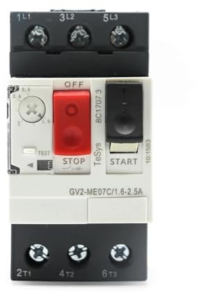 Démarreur moteur GV2ME, protecteur de moteur, disjoncteur moteur, bouton poussoir, 3P, type magnéto-thermique, 1 pièce(GV2ME07C 1.6-2.5A)