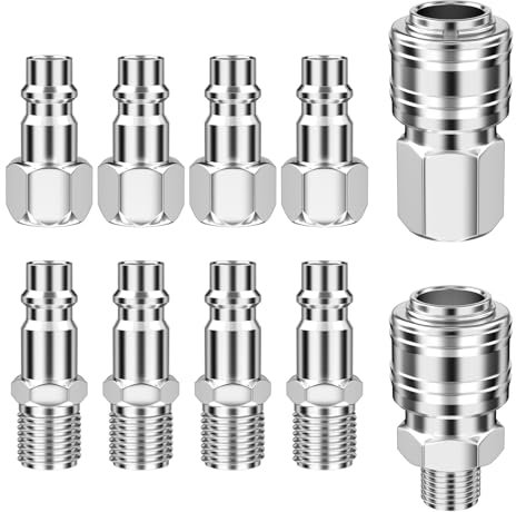 Tryslyn 10 Pièces Raccord Rapide Air Comprimé, Raccord Pneumatique, Accessoires Compresseur d'Air, Embout Compresseur Air, Raccord d'Air Comprimé pour les Outils Pneumatiques et Tuyau Pneumatique