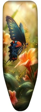 Bügelbrettbezug 140X45 Blumen Schmetterling Universal Bezug für Dampfbügelstation | Hitzebeständig, Reflektierend, Waschbar, mit Schnurbindung Bedruckt Bügelbretter