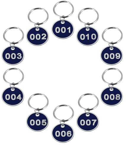 Schlüsselanhänger 1 bis 10 Metall Etiketten Nummerierte mit Ring