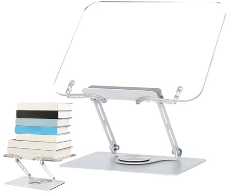 Buchständer Für Das Lesen - Rezept Aufbewahrung 360 Grad Verstellbar | Buchständer mit Seitenklammer | Für Zuhause, Büro, Bibliothek, Küche, Schlafzimmer, Studierzimmer, Studio