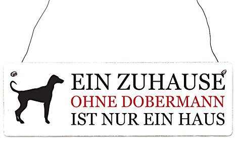 Interluxe Shabby Vintage Schild Türschild EIN ZUHAUSE OHNE Dobermann Warnschild Hund