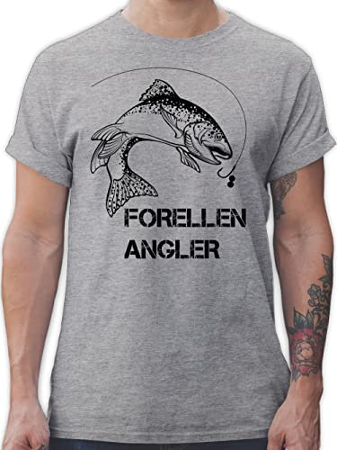 T-Shirt Herren - Angler Geschenke & Angeln Zubehör - Petri Heil - 3XL - Grau meliert - Fishing Shirt angelshirts Angel Fisch Tshirt mit fischen fischmotiven angelbekleidung Fischerei Fische