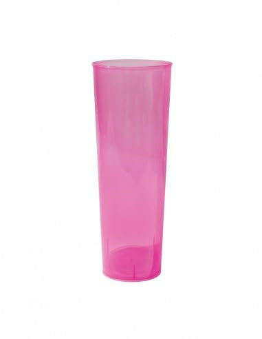 TELEVASO 1000 Unidades - Vaso Tubo PLÁSTICO (PP) 300ml. IRROMPIBLE Rosa - EMBOLSADO 10UDS - Precio Unidad 0,084€