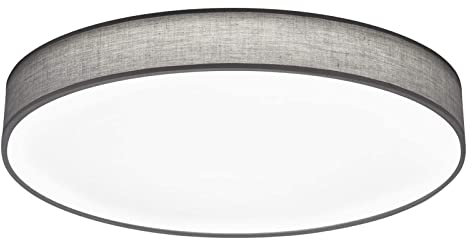Trio Leuchten LED Deckenleuchte Lugano 621915511, Stoffschirm, 60 Watt, Helligkeit und Lichtfarbe einstellbar, Grau