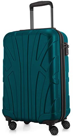 SUITLINE - Trolley da cabina rigido aereo, bagaglio a mano leggero 55 cm, 34 litri, Turchese