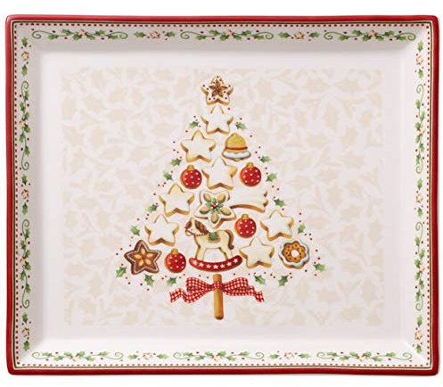 Villeroy & Boch Winter Bakery Delight 1486122856 - Set di 6 piattini rettangolari in Acciaio Inox e 4 cannucce