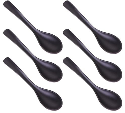 UPKOCH cuillères à Soupe de mélamine Noire Chinoises asiatiques cuillères Ramen Soupe de Nouilles cuillères pour la Maison 6pcs (140071)