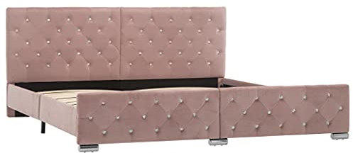 vidaXL Polsterbett Klassisch Bett Doppelbett Stoffbett Ehebett Schlafzimmerbett Bettgestell Bettrahmen Lattenrost Rosa Samt 180x200cm