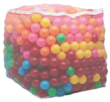 Amazon Basics BPA Free Ball Pit Balls with Storage Bag, Crush-Proof Plastic for Toddlers Kids 12+ Months Play, 6 Bright Colors, Pack of 1000