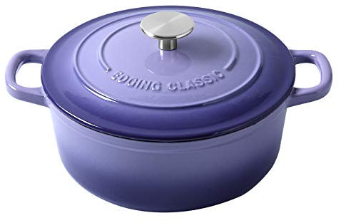 EDGING CASTING Enameled Cast Iron Duch Oven, 5.5 Quart Round Dutch Ovens Pot with Lid, Dual Handle for Bread Baking, Purple