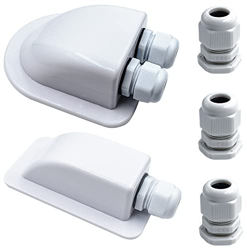 QIQN Pssacavo per Tetto 2/1 Cable Entry ABS Passacavo Impermeabile Scatola Pressacavo Solare per Camper, Roulotte, Barche, Pannelli Solari, Telecamere a Circuito Chiuso (Bianco)