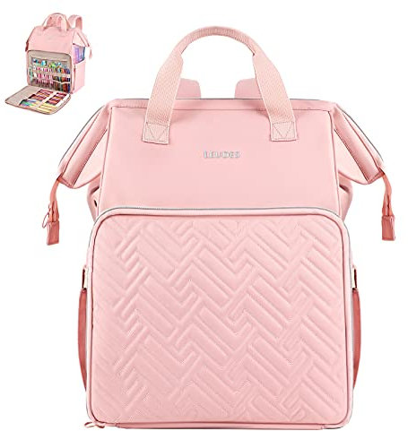 Leudes - Borsa per lavoro a maglia, grande borsa per uncinetto, regalo di Natale, per il trasporto di progetti, ferri da maglia, rosa, moderno