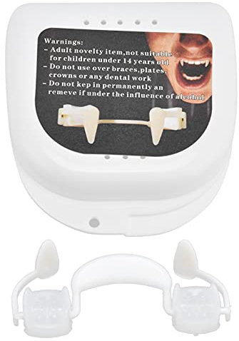 Maquer Dents de Vampire Rétractables Dents de Vampire en Silicone Souple de Vampire Fausses Dents Dentier Faux pour Adulte Enfant Cosplay Halloween Party
